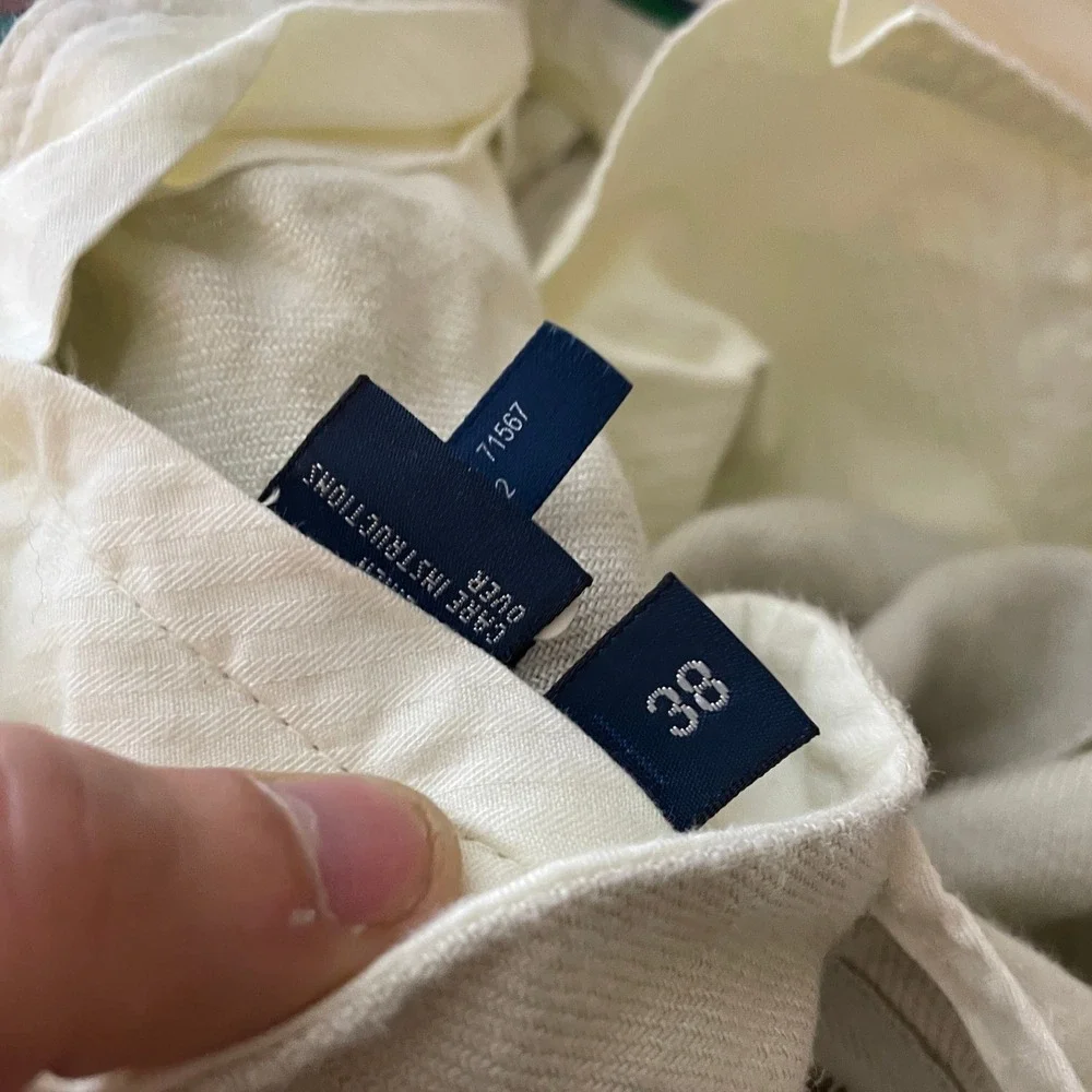 Polo Ralph Lauren Shorts Mens 38 Beige Linen Blend Flat Front Casual